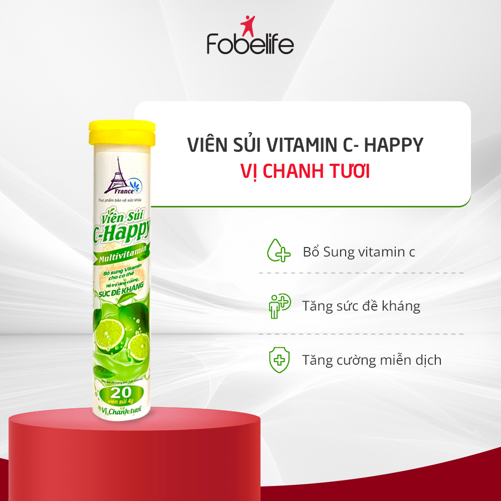 Viên Sủi Bổ Sung Vitamin C Tăng Cường Sức Đề Kháng Vị Cam, Chanh Tươi, Chanh Tươi Multi ( Tuýp / 20 viên )