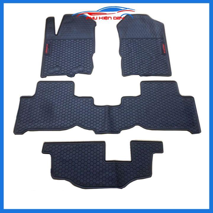 Thảm lót sàn ô tô cao su 3D Ford Everest 2022-2023-2024 mẫu chuẩn 3 hàng ghế không mùi, chống trơn trượt, mài mòn tốt