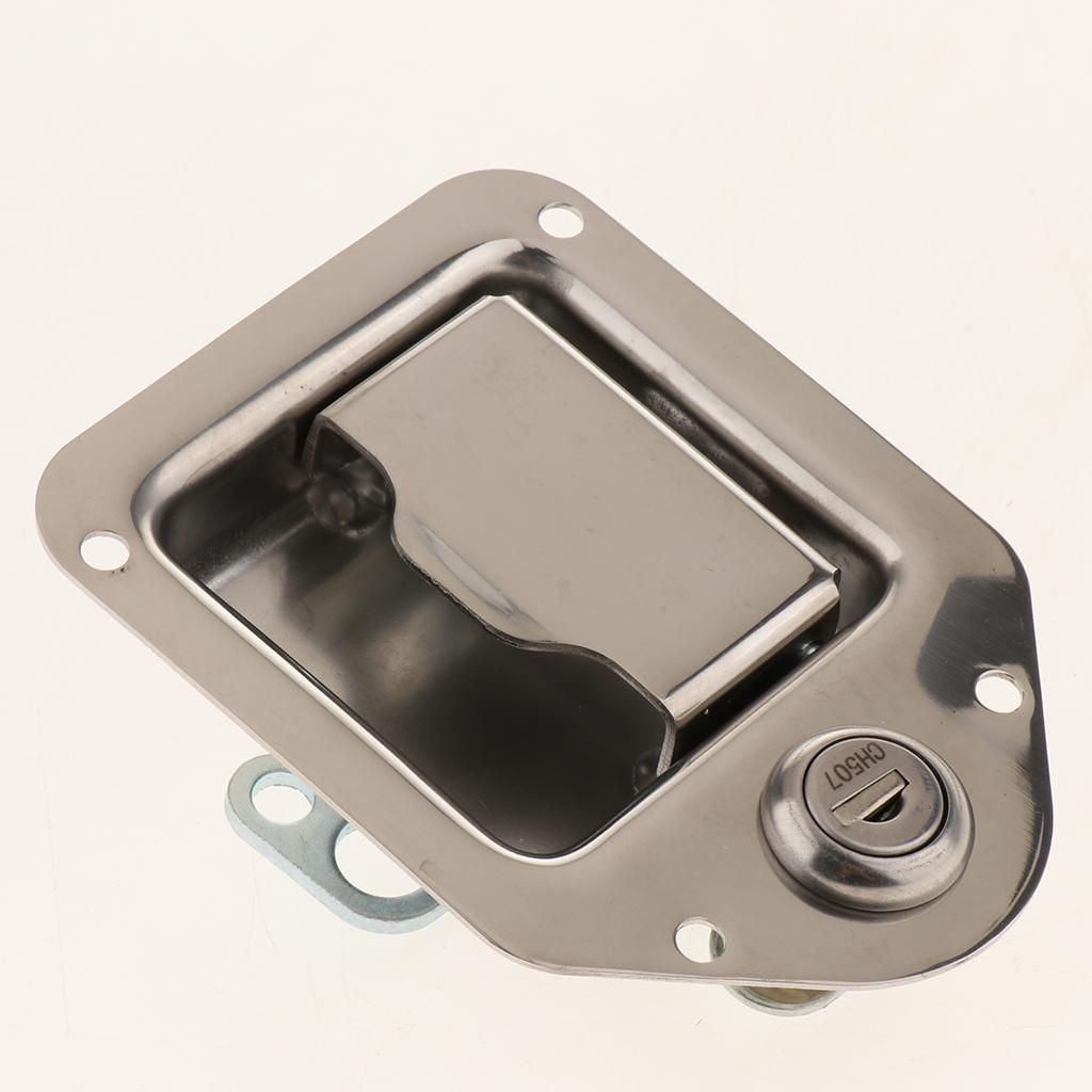 CHROME RV CAMPER TRAILER MOTORHOME PADDLE ENTRY DOOR LOCK LATCH W/ 2 KEYS