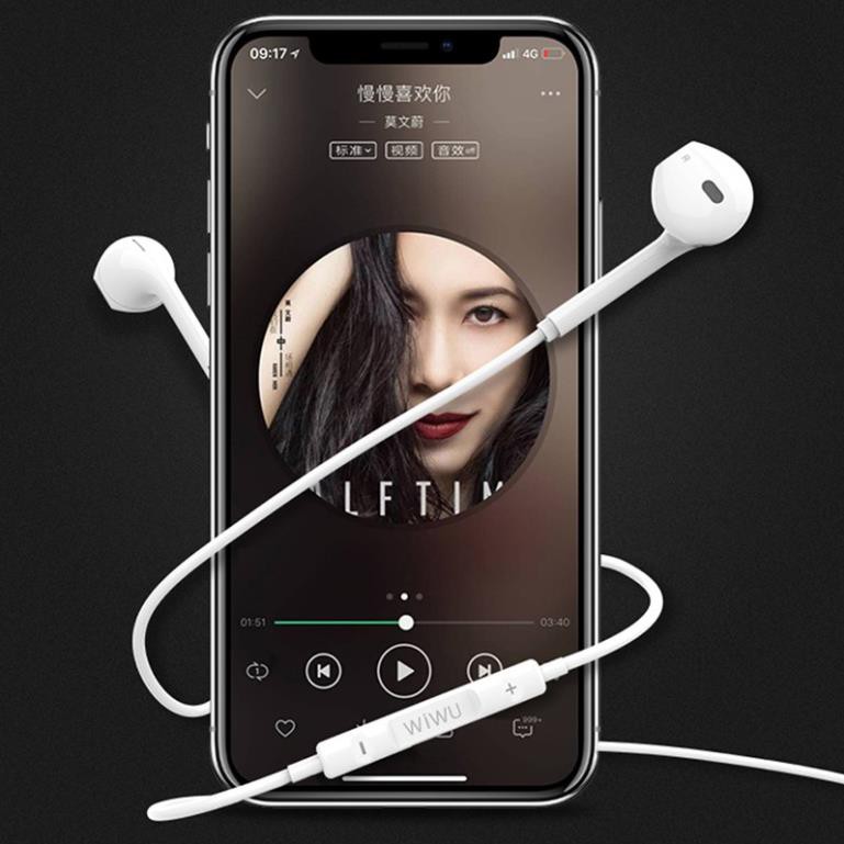 Tai Nghe Iphone Wiwu Earbubs 302 Có Micro Đàm Thoại Tích Hợp Trên Dây, Chất Lượng Âm Thanh Cực Chuẩn - Hàng Chính Hãng