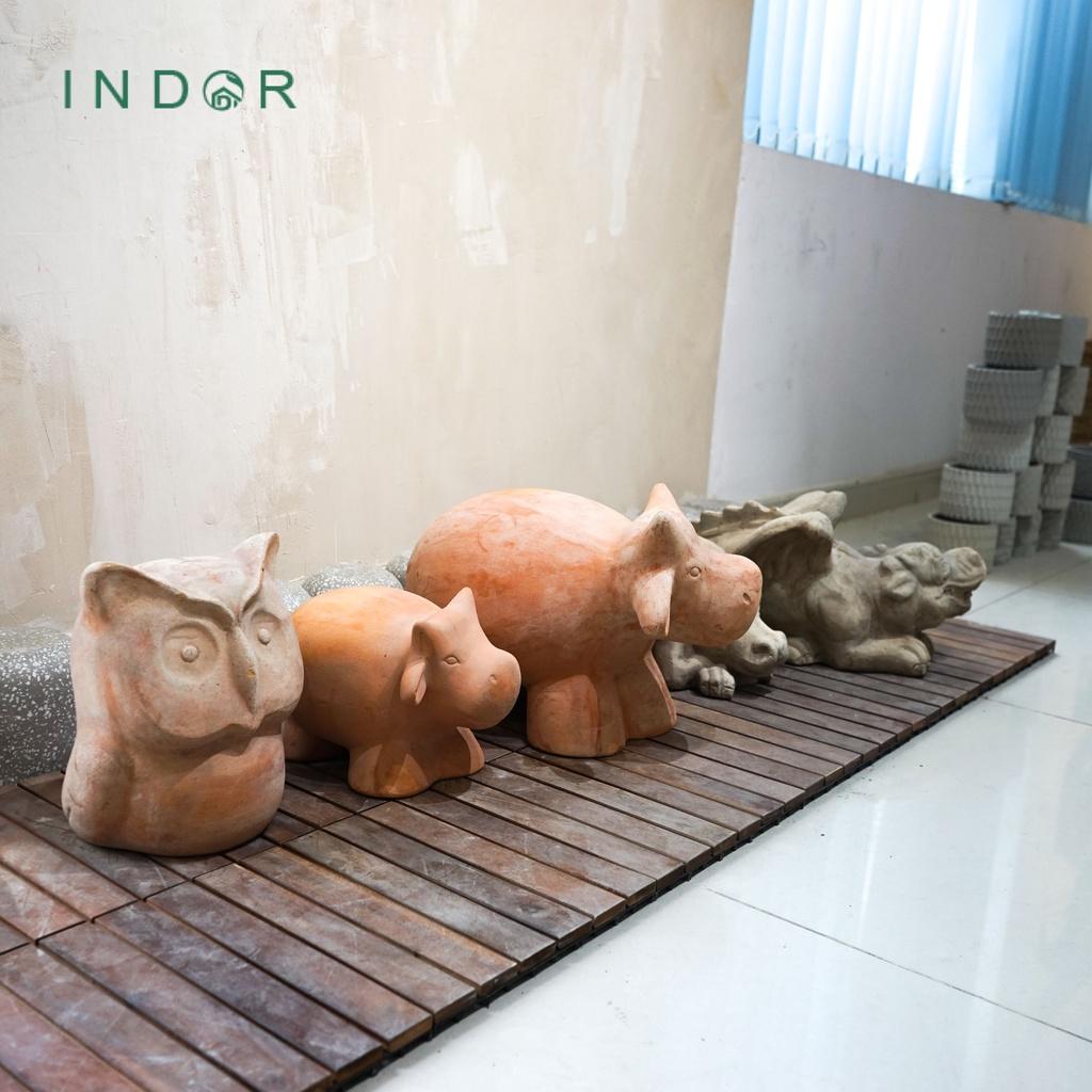 Tượng chú bò nhìn nghiêng chất liệu đất nung terracotta Tượng decor Noel Tượng trang trí nội ngoại thất