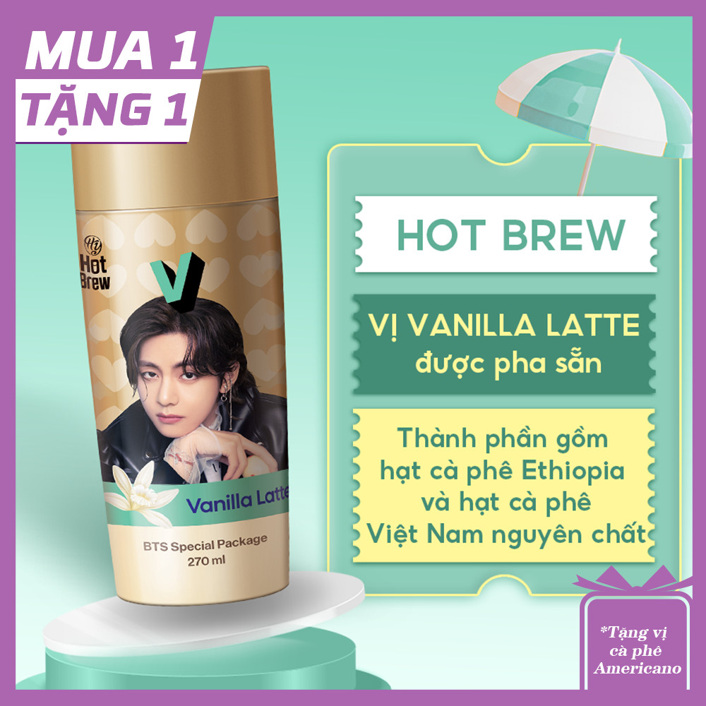 Cà phê Hot Brew vị Vanilla Latte Coffee phiên bản BTS - Cafe uống ngay chai 270ml