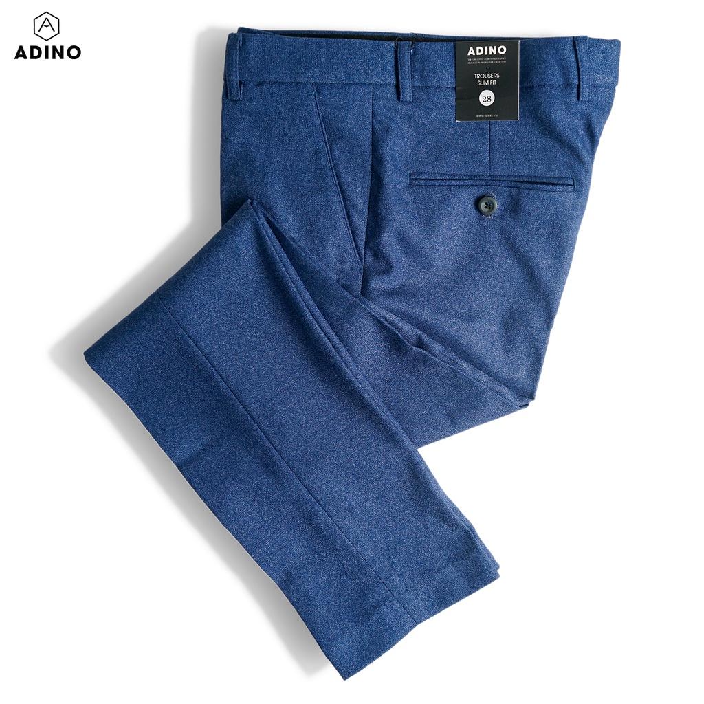 Quần âu nam ADINO màu xanh dương vải cotton cao cấp dáng slimfit trẻ trung lịch lãm QA75
