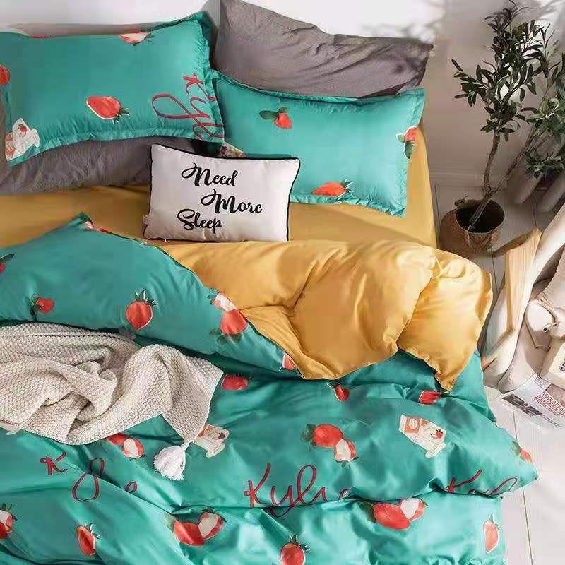 Chăn Ga Gối Đệm -Sét Chăn Ga Gối Dâu Kylie PolyCotton Punpu3051