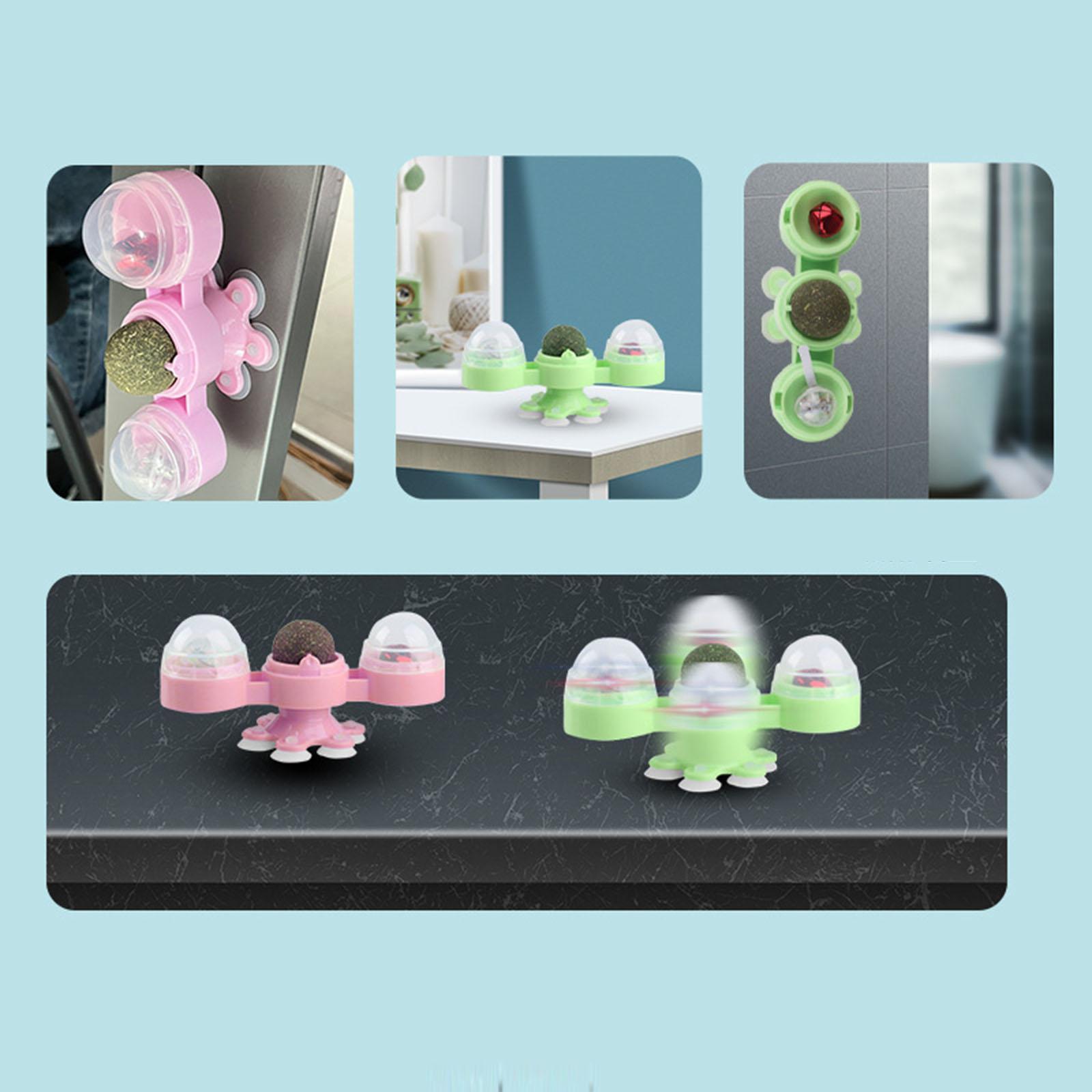 Rotating Windmill Cat Toy with Catnip Ball Lights Ball Windmill Catnip Toy Pink