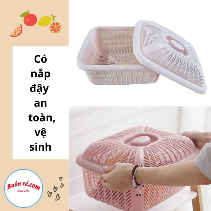 RỔ NHỰA VUÔNG ĐỰNG THỰC PHẨM CÓ NẮP TIỆN DỤNG