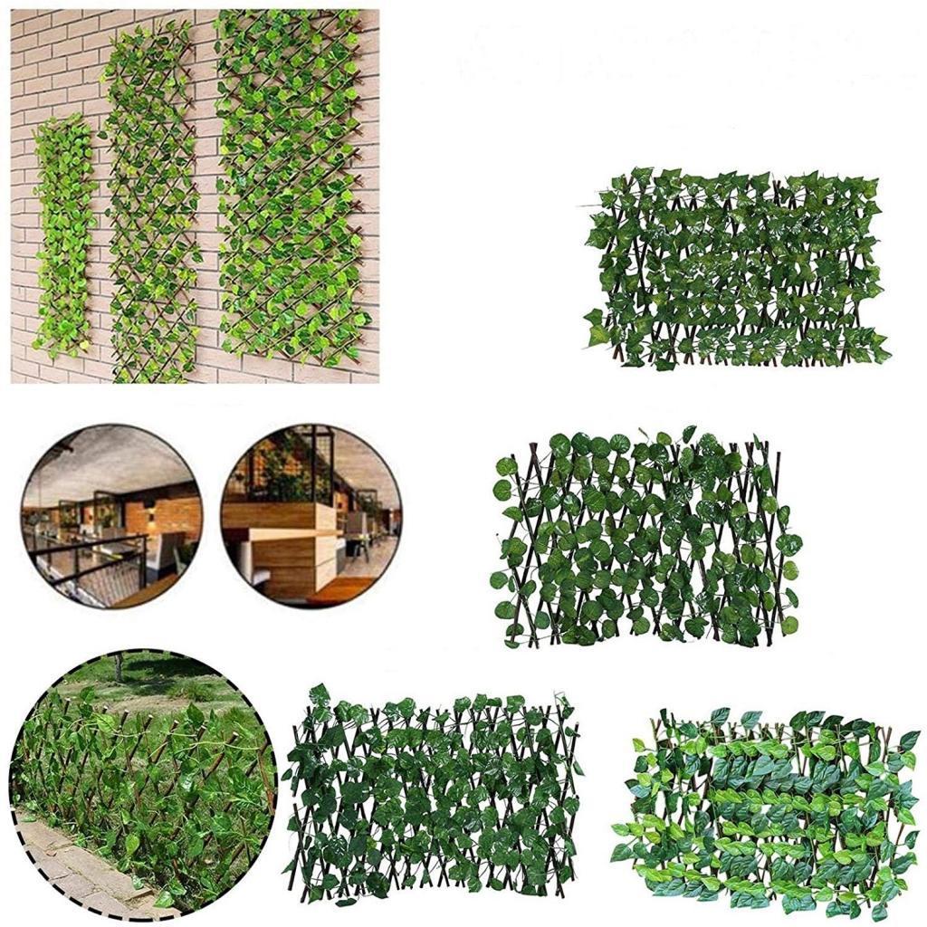 Retractable Garden Fence Privacy Screen Outdoor Evergreen Leaves