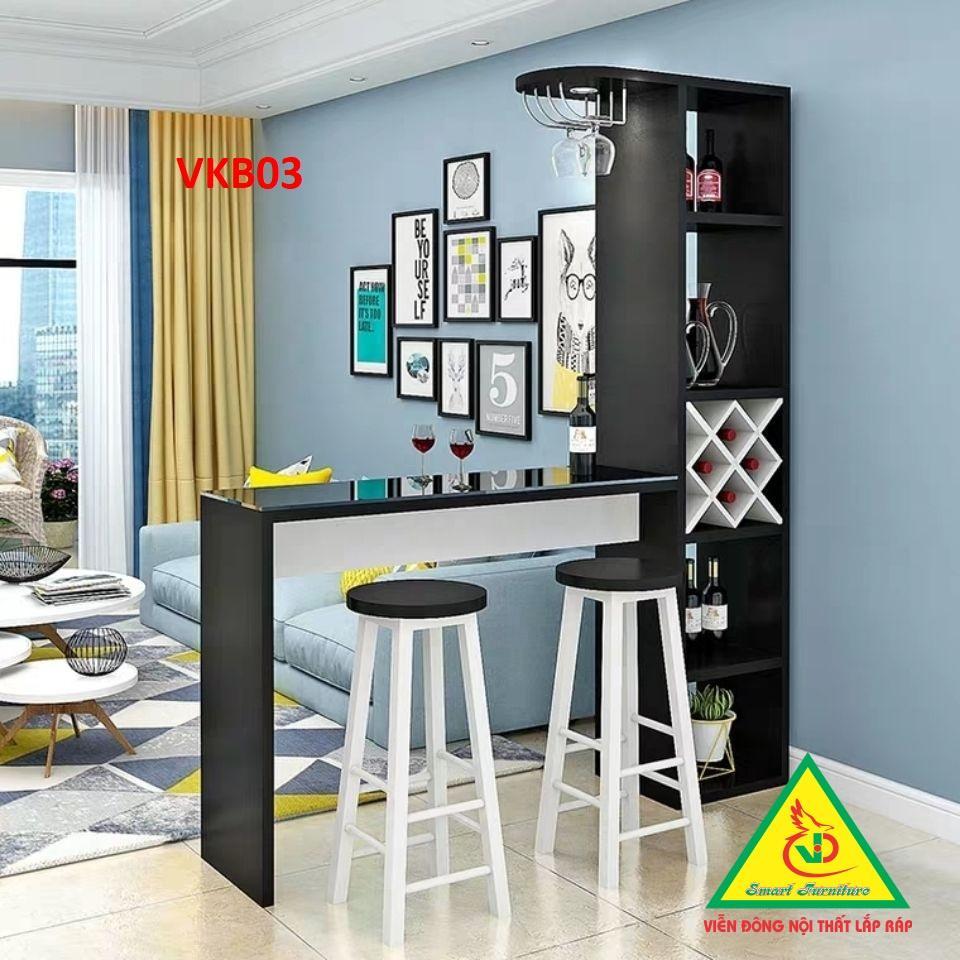 Quầy bar, quầy bar mini, quầy bar nhà bếp kết hợp tủ rượu VKB03 - Nội thất lắp ráp Viendong Adv