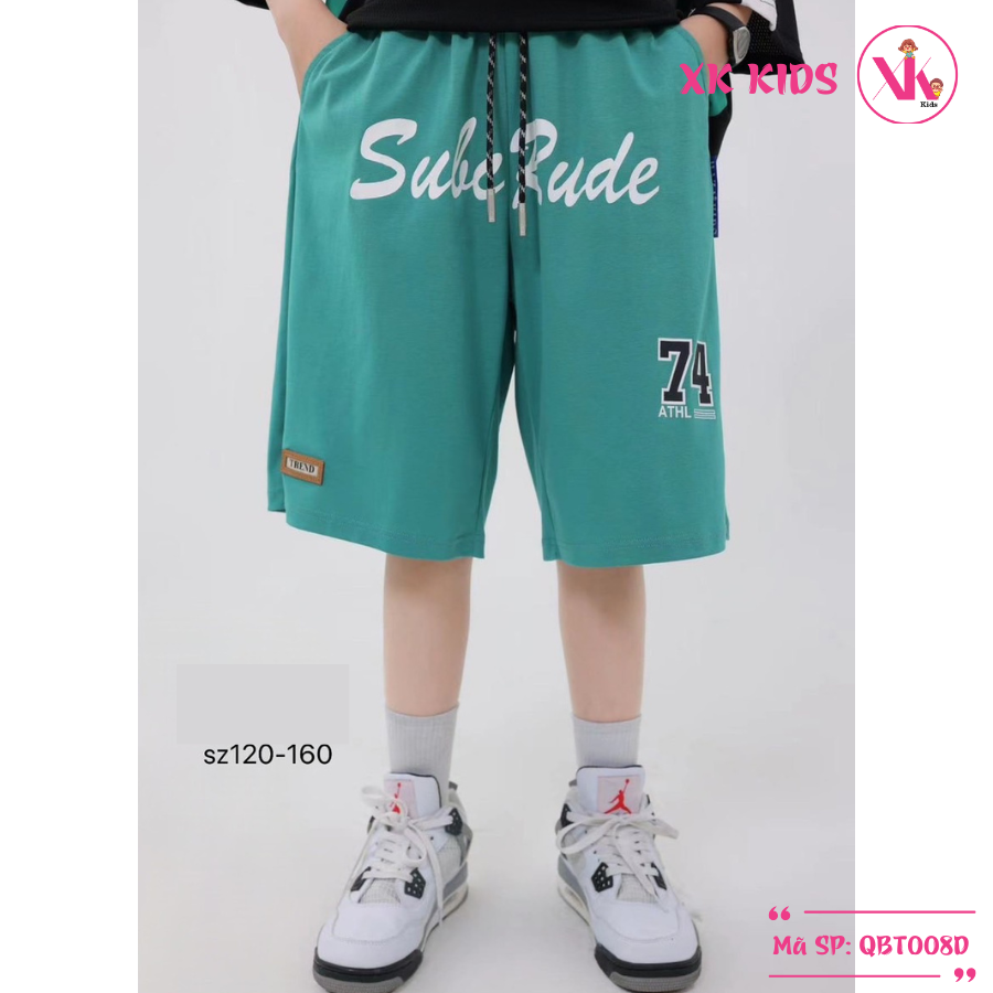 Quần đùi bé trai cotton cao cấp màu xanh XK KIDS QBT008D