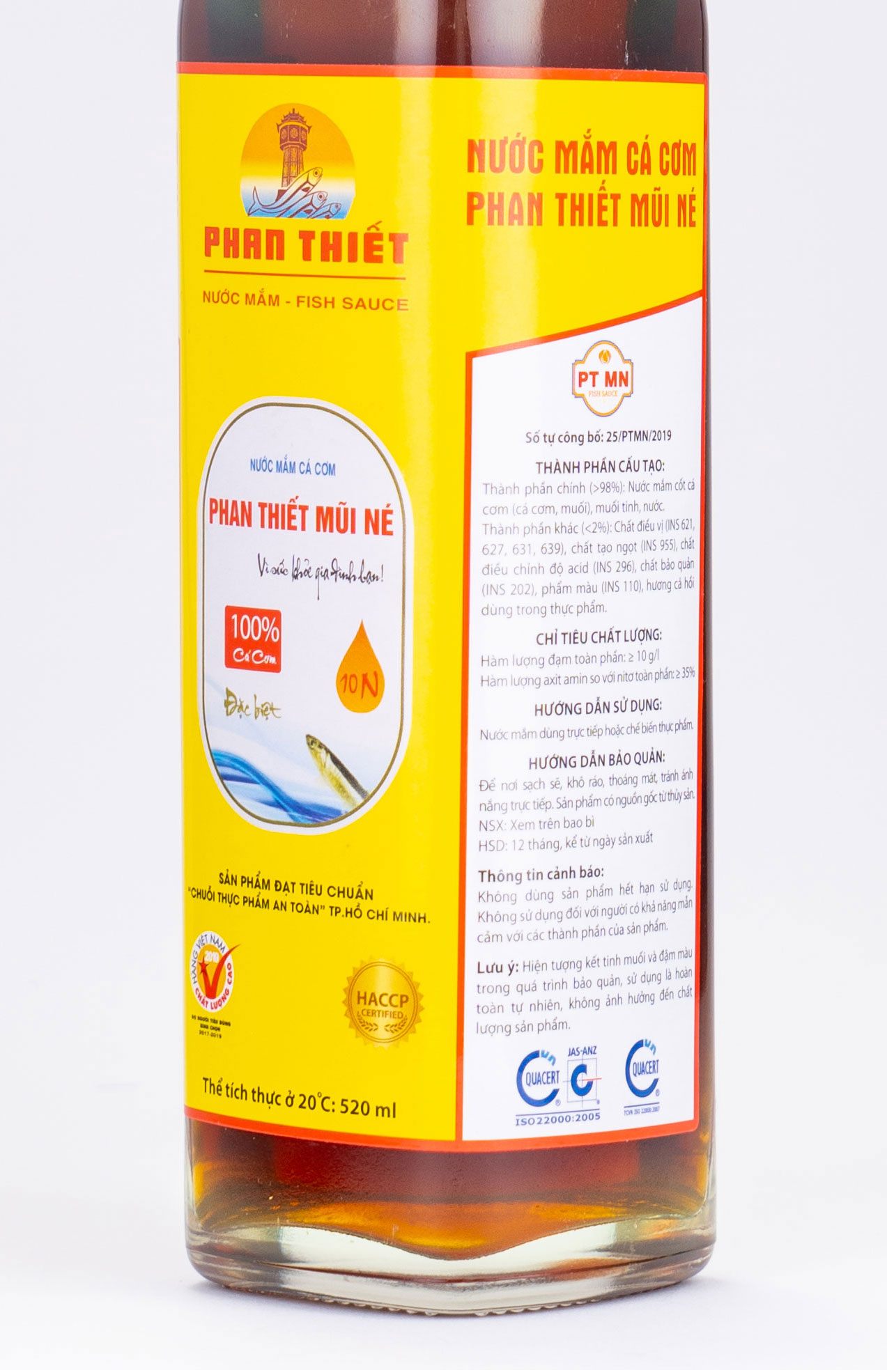 Nước Mắm Cá Cơm Truyền Thống Phan Thiết Mũi Né 10N (10 độ Đạm) 520ml