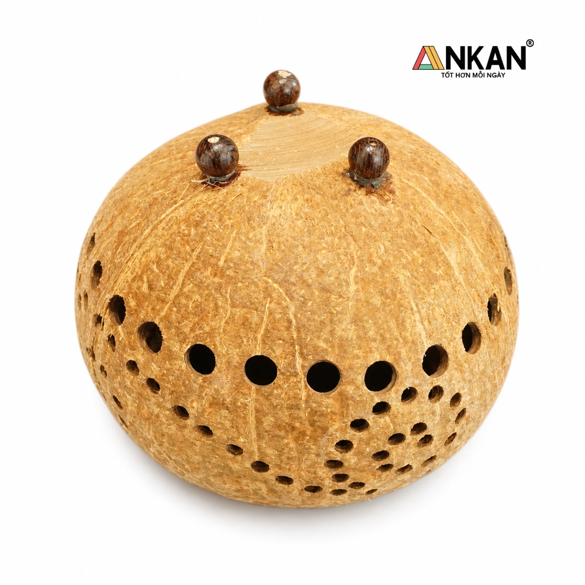 Đèn Nến Gáo Dừa ANKAN Họa Tiết Xoắn Ốc Tealight Decor Handmade Vintage – Trang Trí Spa, Cafe, Thư Giãn