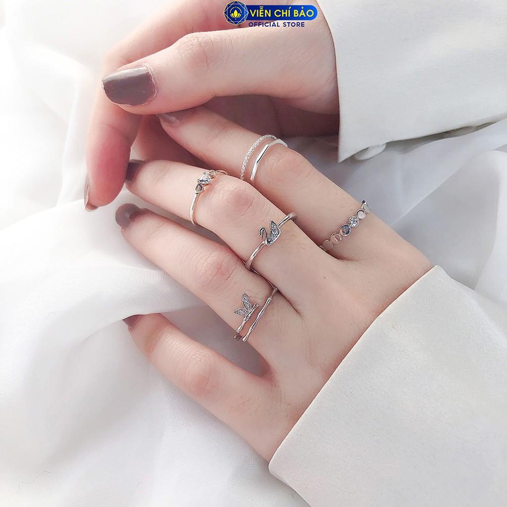 Nhẫn bạc nữ basic đính đá chất liệu bạc 925 thời trang phụ kiện trang sức nữ Viễn Chí Bảo