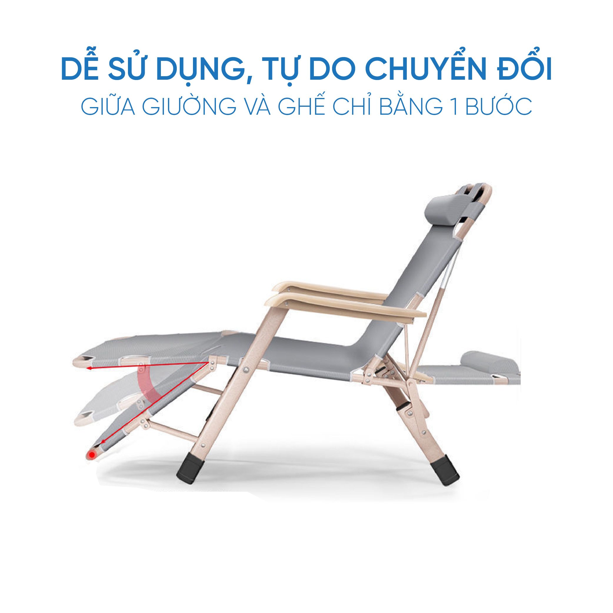 Ghế Thư Giãn, Ghế Ngủ Văn Phòng Gấp Gọn Takara TG-10 Khung Thép chắc chắn