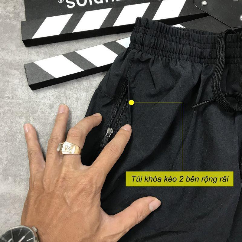 Có Bigsize - Quần short unisex vải dù lụa dãn lên form cực đẹp cực mát túi khóa kéo tiện dụng