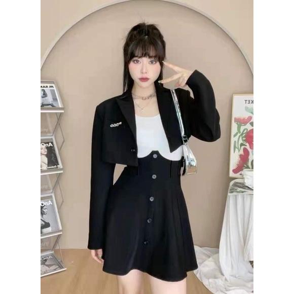 Chân váy ngắn uzzlang lưng cao phối cúc hack dáng tôn eo bigsize - Hàng chuẩn QCCC