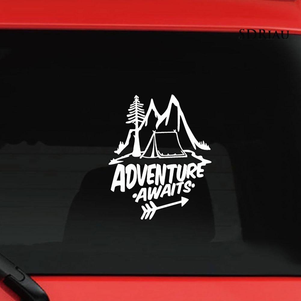 Miếng Dán Phản Quang Họa Tiết Adventure Awaits Tree Lều Núi Trang Trí Xe Hơi