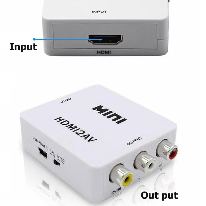 Hộp chuyển tín hiệu HDMI to AV có chip chuyển cho Androi box ra tivi cổng hoa sen Trắng