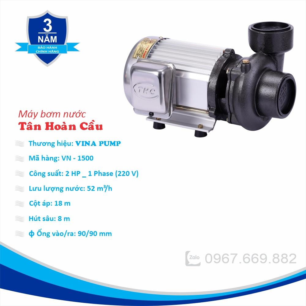 Máy bơm nước cánh tát Tân Hoàn Cầu Vina Pump 2HP-VN1500