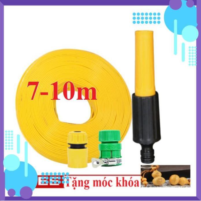 Vòi Xịt️ Bộ dây vòi xịt nước rửa xe, tưới cây , tăng áp 3 lần, loại 7m, 10m 206622-5 cút sập+ móc khoá