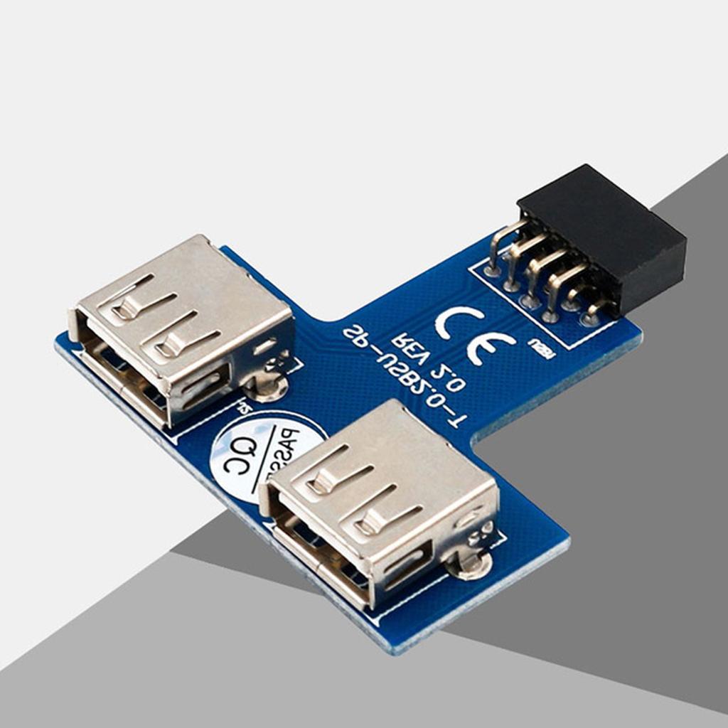 USB 2.0 9-Pin Header  to 2 ports 2 USB A Female Port I Type Adapter
