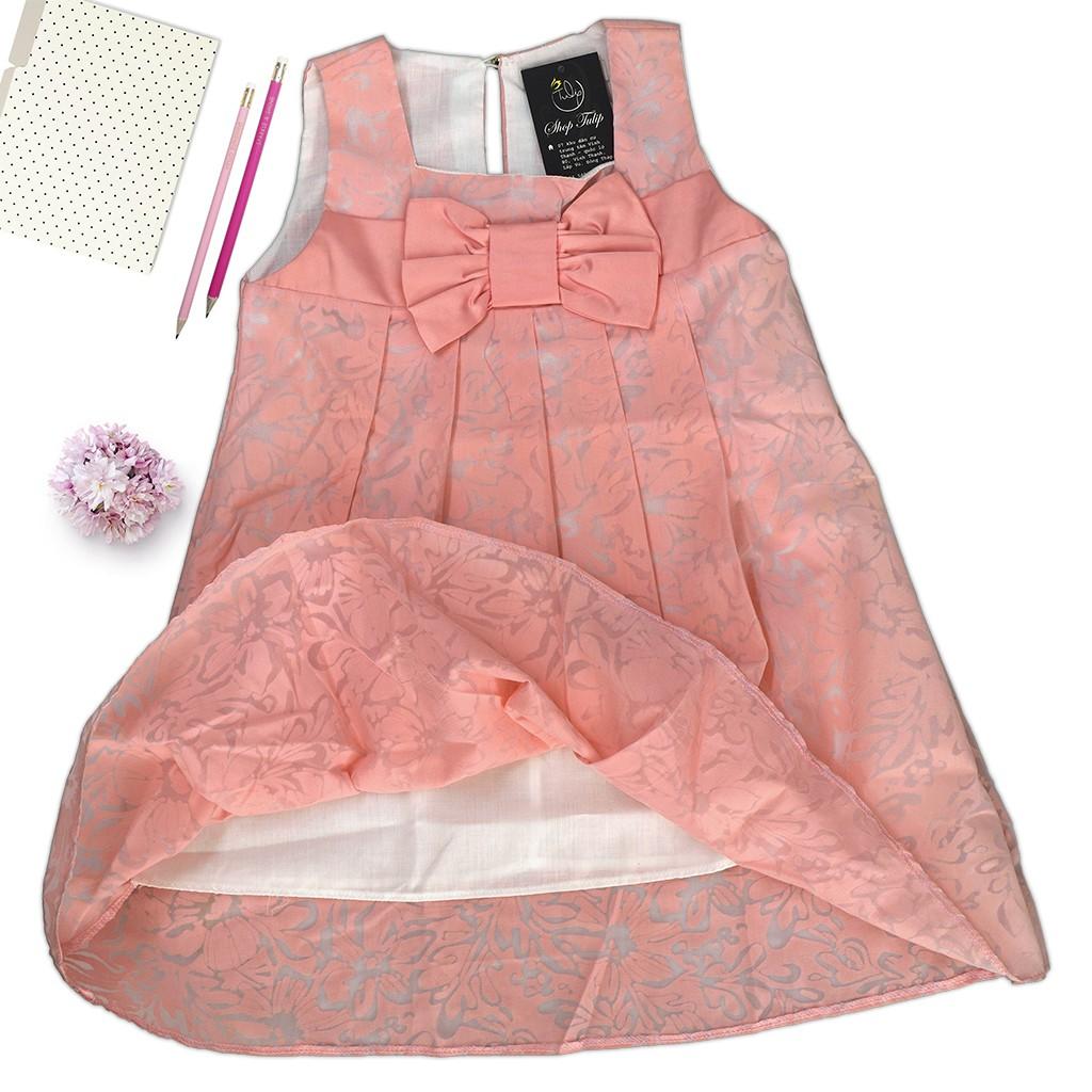 Đầm chữ A xếp ly cho bé gái