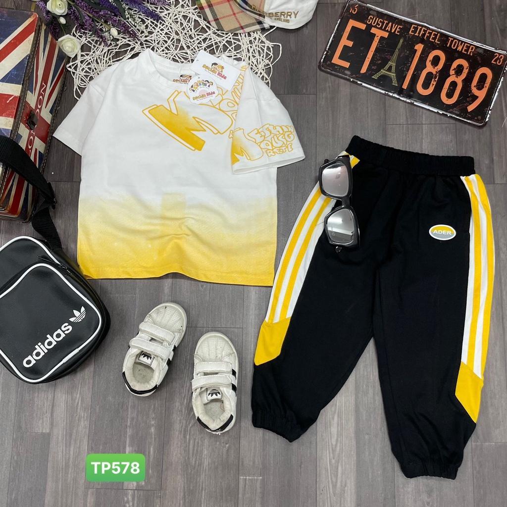 Đồ bộ bé trai, set áo ngắn tay quần dài phong cách hiphop cho bé trai size 16-60kg chất cotton mềm mịn mát