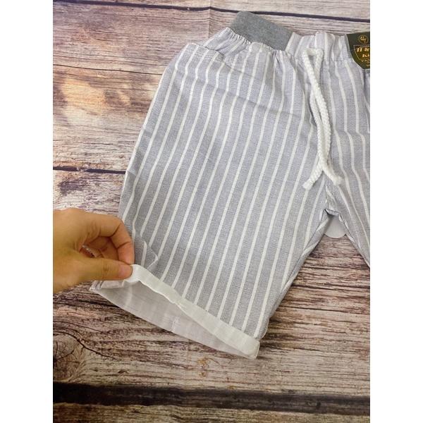 Quần Bé Trai Size 8,5-18Kg, 9 Tháng Đến 4 Tuổi Xám Sọc Trắng Có 2 Túi, Quần Short, Quần Jean Đùi Thun Co Giãn