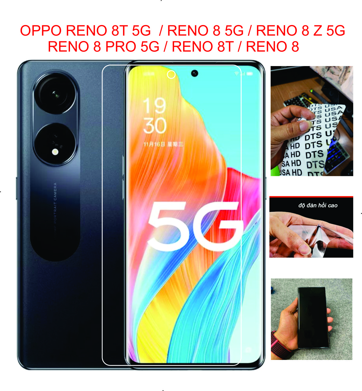 Miếng Dán Dẻo PPF Full mặt trước dành cho OPPO Reno 8T 5G / Reno 8T / Reno 8z 5G / Reno 8/ Reno 8 5G