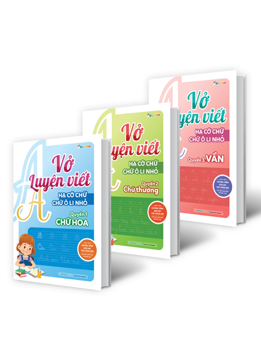 Combo Vở Luyện Viết Hạ Cỡ Chữ Chữ Ô Li Nhỏ - Vần, Chữ Hoa, Chữ Thường _MEGA