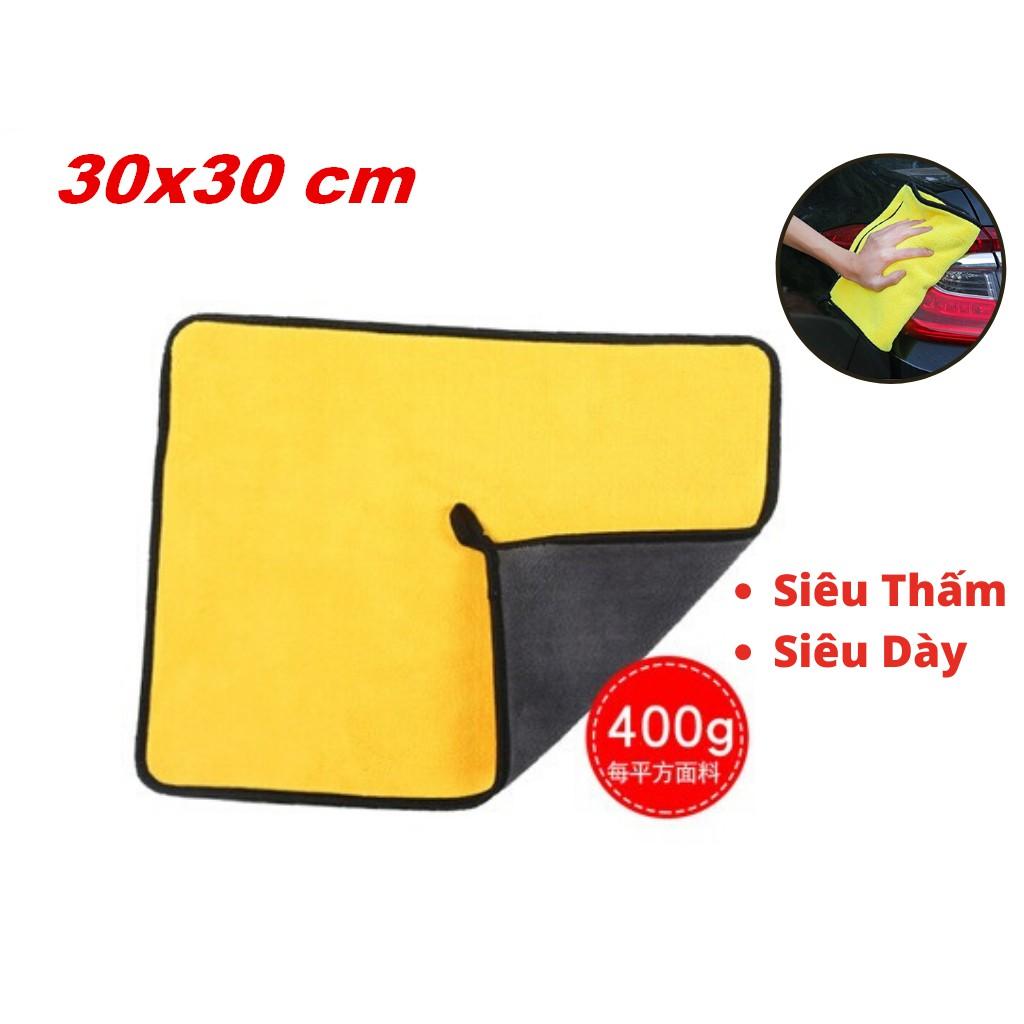 Khăn Lau Xe ,Khăn Lau 2 Lớp Đa Năng Microfiber Vải Mềm Min Thấm Hút 30x30cm