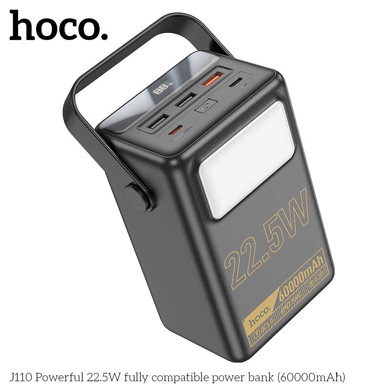 Pin dự phòng nhanh HOCO J110 60000mAh QC 22.5W và PD 20W hàng chính hãng, có đèn led siêu sáng