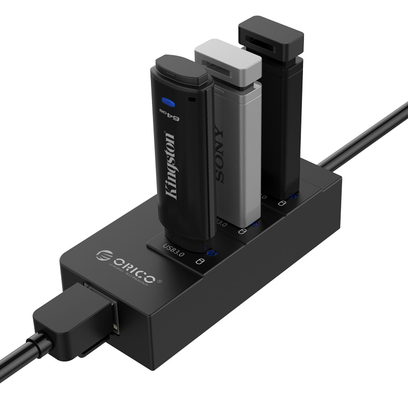 Hub 3 cổng USB 3.0 + chuyển đổi từ USB 3.0 sang RJ45 Orico HR01-U3 - Hàng nhập khẩu