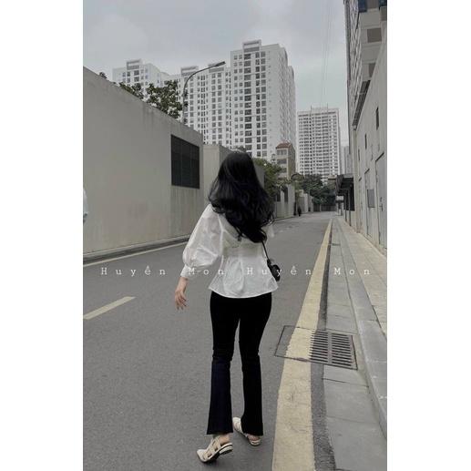 Sơ mi trắng xếp ly eo - sơ mi chiết eo