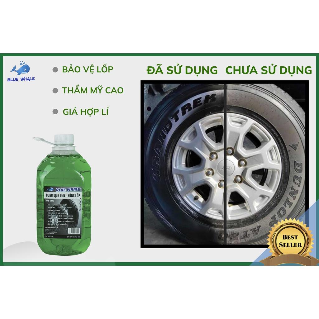 Dung dịch làm đen bóng lốp Cá Voi 2L phù hợp với mọi loại lốp ô tô, xe máy, xe đạp điện - chưa có chai xịt