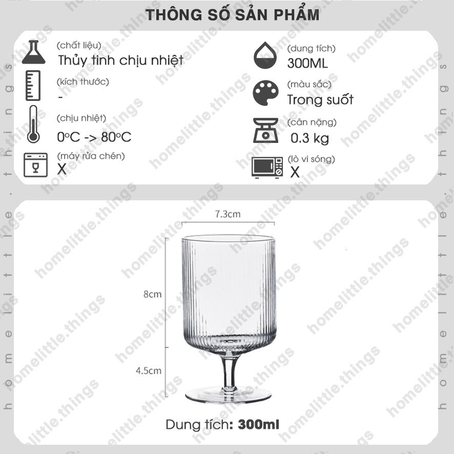 Ly, cốc thủy tinh đế cao uống nước & cà phê, vân sọc dọc sang trọng