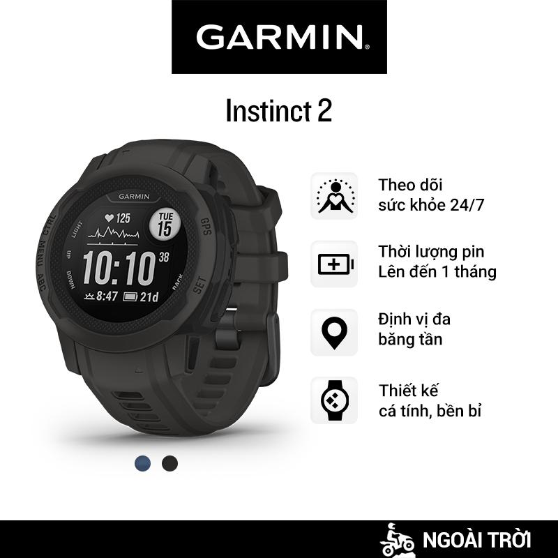 Đồng Hồ Thông Minh Garmin Instinct 2 Solar - Standard Edition (Graphite/Tidal Blue) - Hàng Chính Hãng