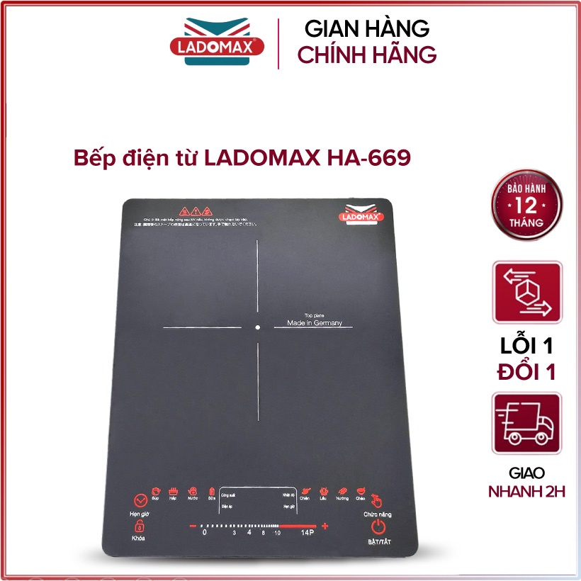 Bếp điện từ đơn cao cấp Ladomax HA-668 - TẶNG KÈM NỒI LẨU - Điều khiển cảm ứng - Hàng chính hãng