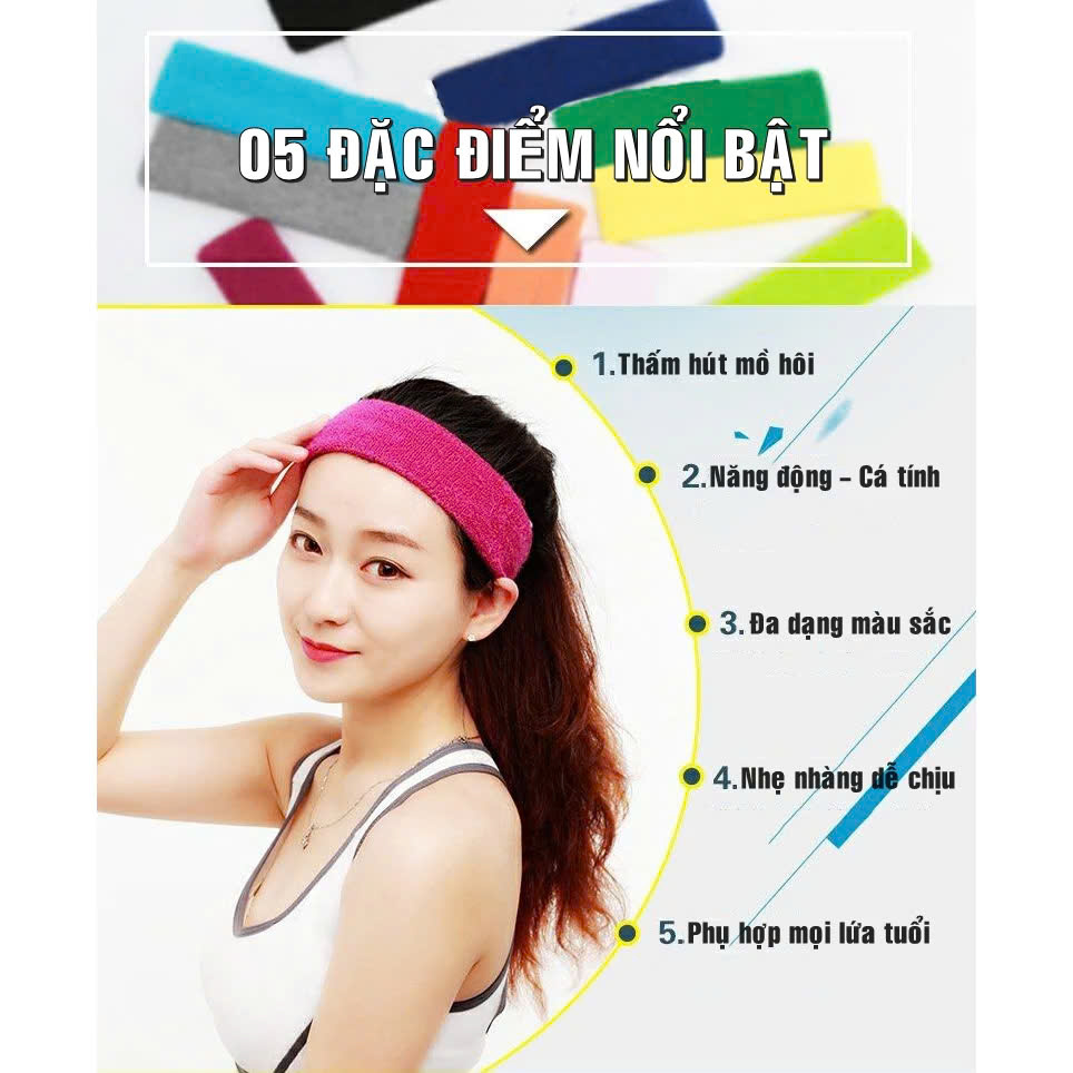 Băng Trán, Băng Đô Chặn Mồ Hôi Thể Thao Nam Nữ Sport Anti-Slip Sweatband Cao Cấp MÀU ĐEN
