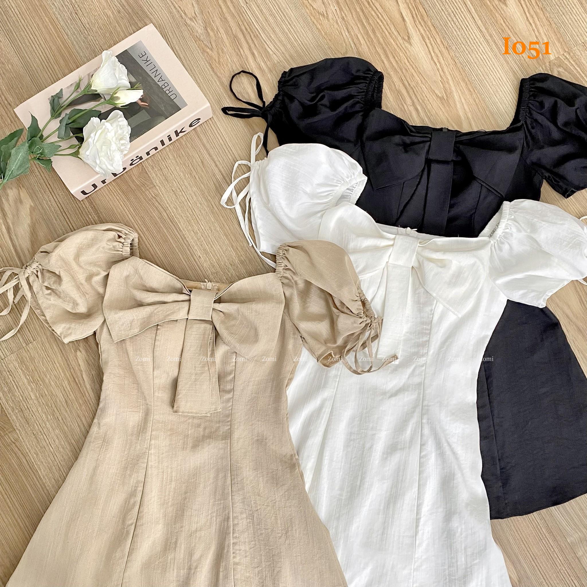Đầm đi chơi dạo phố thời trang mùa hè cổ vuông tay phồng dễ thương năng động - I051