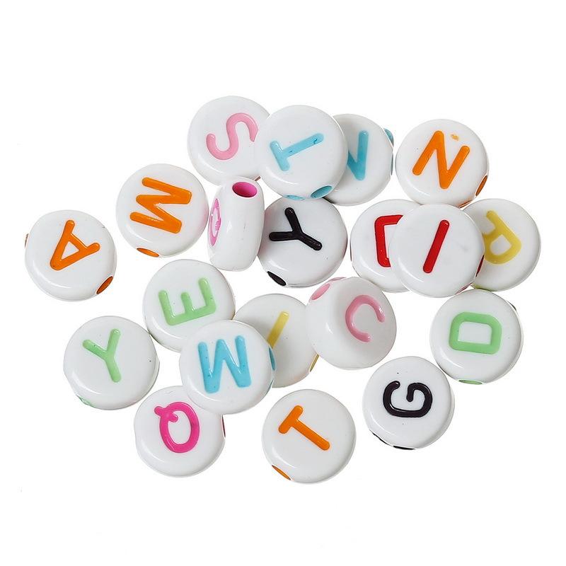 1000PCS Acrylic Letter Beads Round Letter Beads Alphabet Beads A-Z for Jewelry Making/Bracelets/Necklaces 7mm