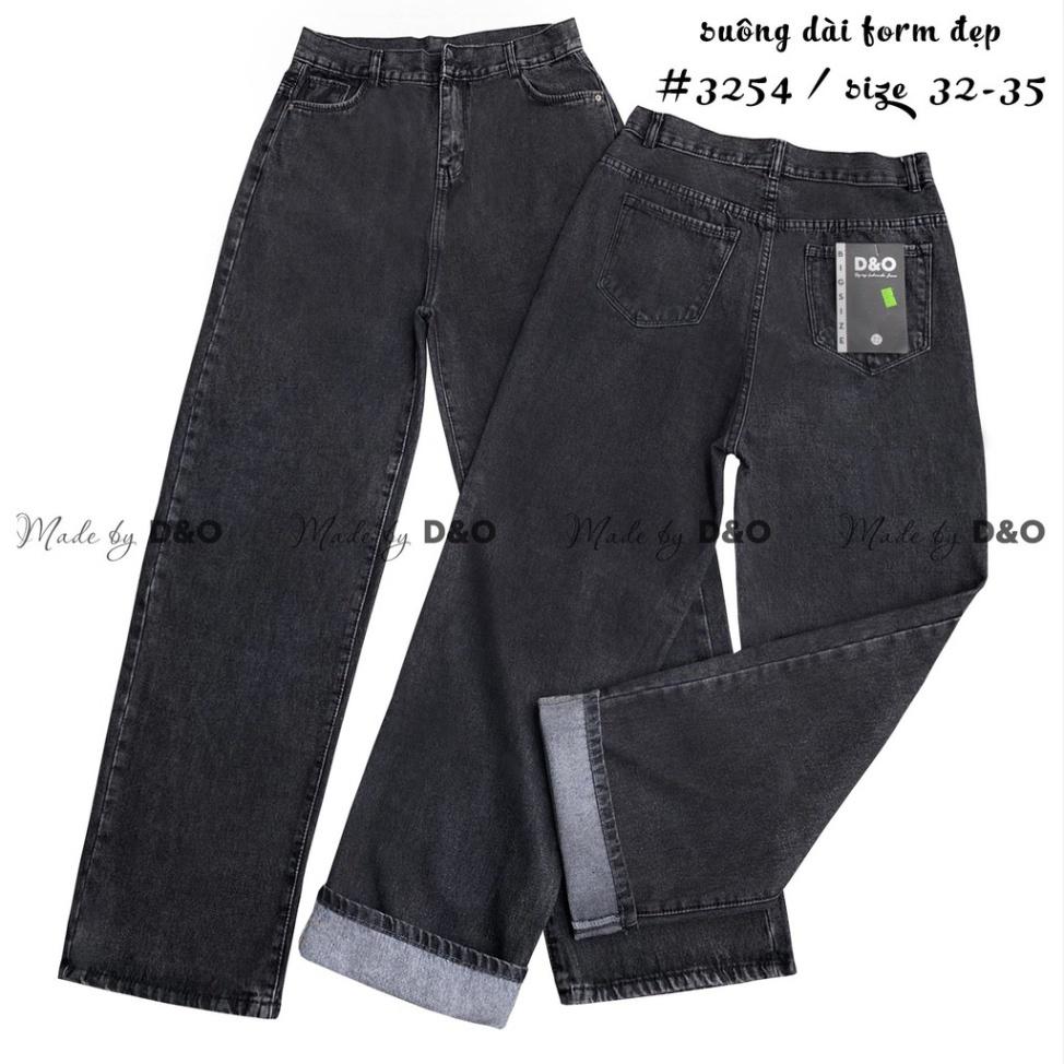 Quần Jeans Ống Rộng QJ002 / Ống Suông Lưng Cao Qua Rốn BigSize - Không Giãn - XÁM TRƠN / XÁM RÁCH 1 GỐI