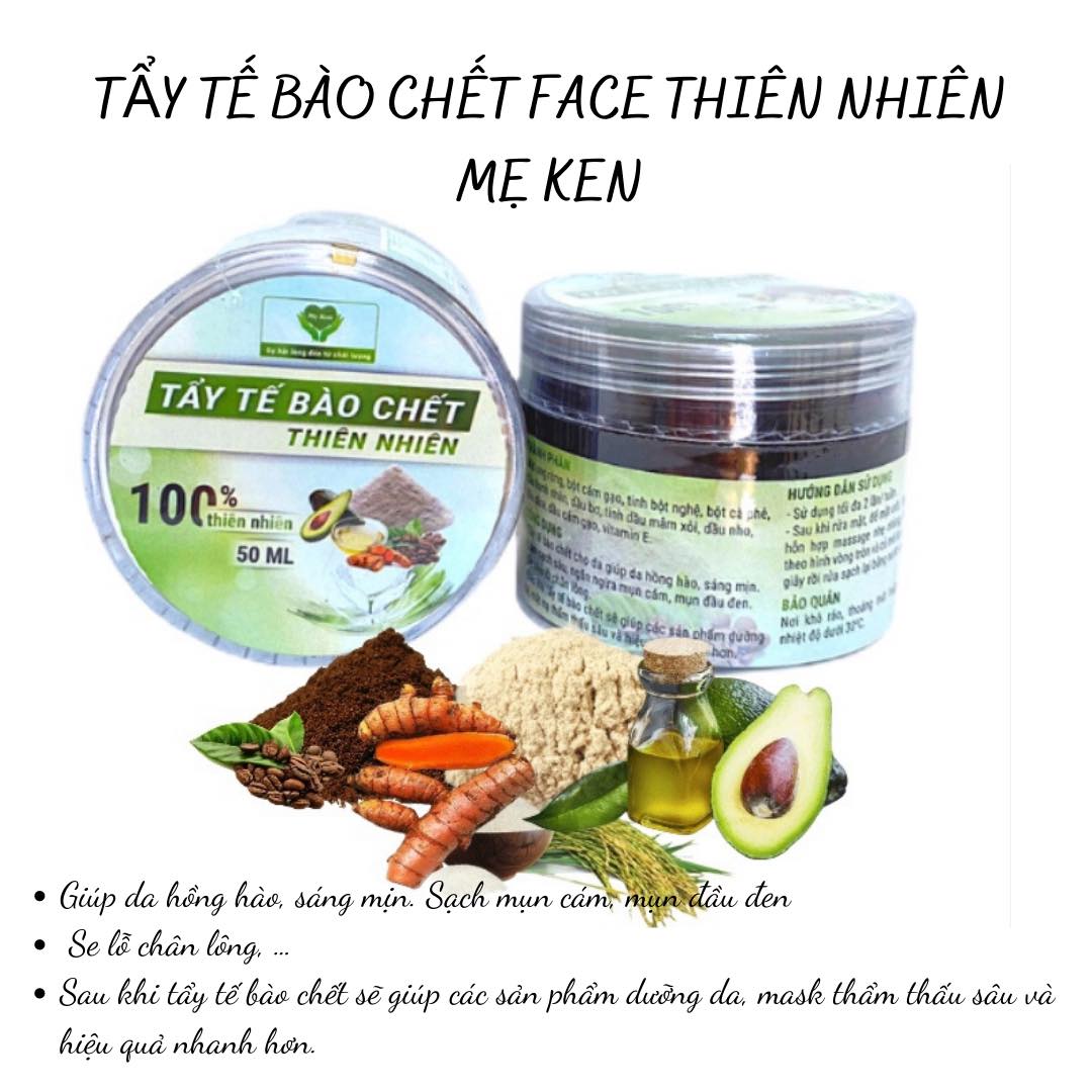 TẨY TẾ BÀO CHẾT MẶT THIÊN NHIÊN MẸ KEN hủ 50ML- tẩy tế bào chết mặt, sạch mụn cám, sạch da chết