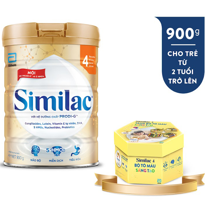 Lon sữa Similac 4 900gr - Tặng 1 Bộ tô màu sáng tạo Similac