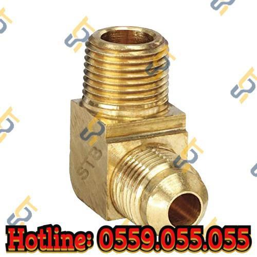 Co ren ngoài 1/2 (21), 1 đầu côn lồi NPT (Brass Flare Fitting Male Elbow 90