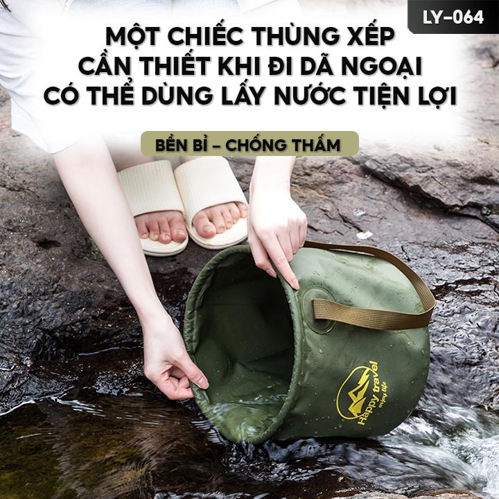 Thùng Đựng Nước Xếp Gọn Có Quai Xách Dã Ngoại Pinic Tiện Lợi Dung Tích 10 Lít 20 Lít Chất Liệu Pvc LY-064