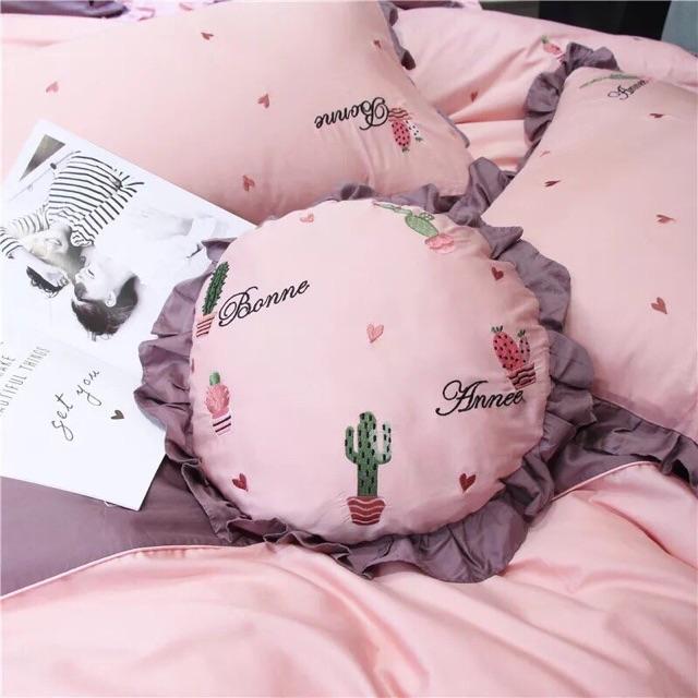Bộ chăn ga gối lụa Flamingo 6 món tặng kèm gối trang trí đã có ruột