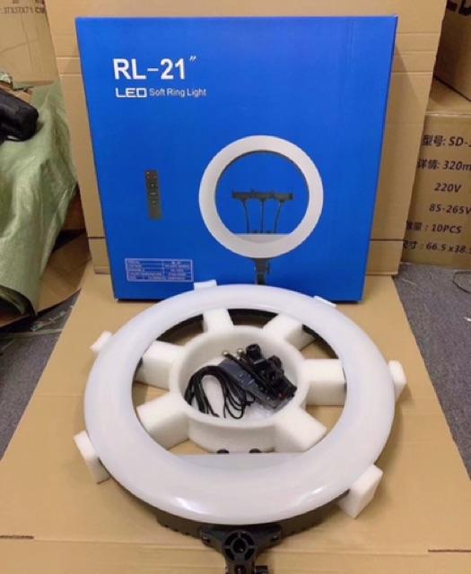 Đèn Livestream 55CM RL-21 kẹp được 3 đt + remote điều chỉnh đèn + chân đèn thép 2m