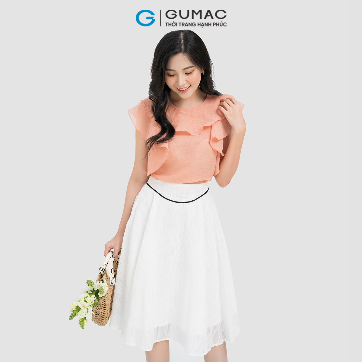 Áo kiểu phối bèo nhẹ mềm mại nữ tính thanh lịch GUMAC LAD0501
