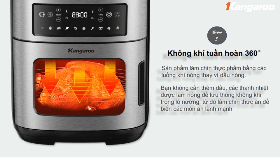 Nồi chiên không dầu 12L Kangaroo KG12AF1A - Hàng chính hãng