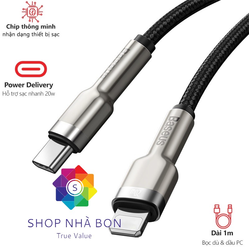 Cáp sạc nhanh PD20W truyền dữ liệu Baseus Metal Data Type-C sang iPhone - Hàng chính hãng